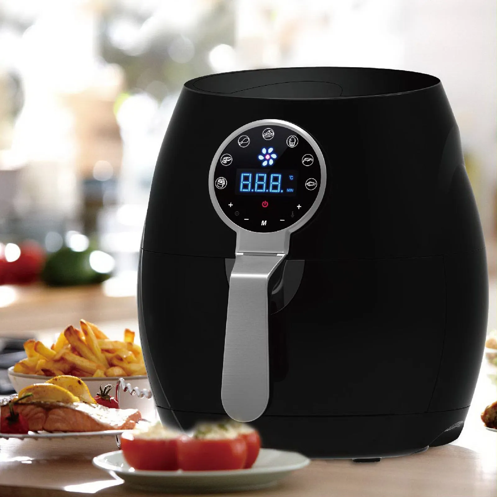 5 Litre Air Fryer | Black   1.7 Litre Kettle   USB Light Wood Diffuser | Package Set