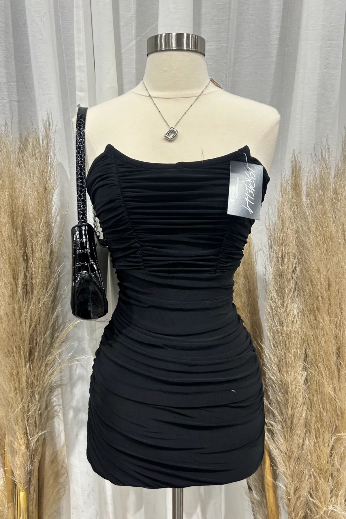Amanda Mesh Mini Dress (Black)
