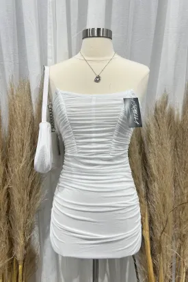 Amanda Mesh Mini Dress (White)