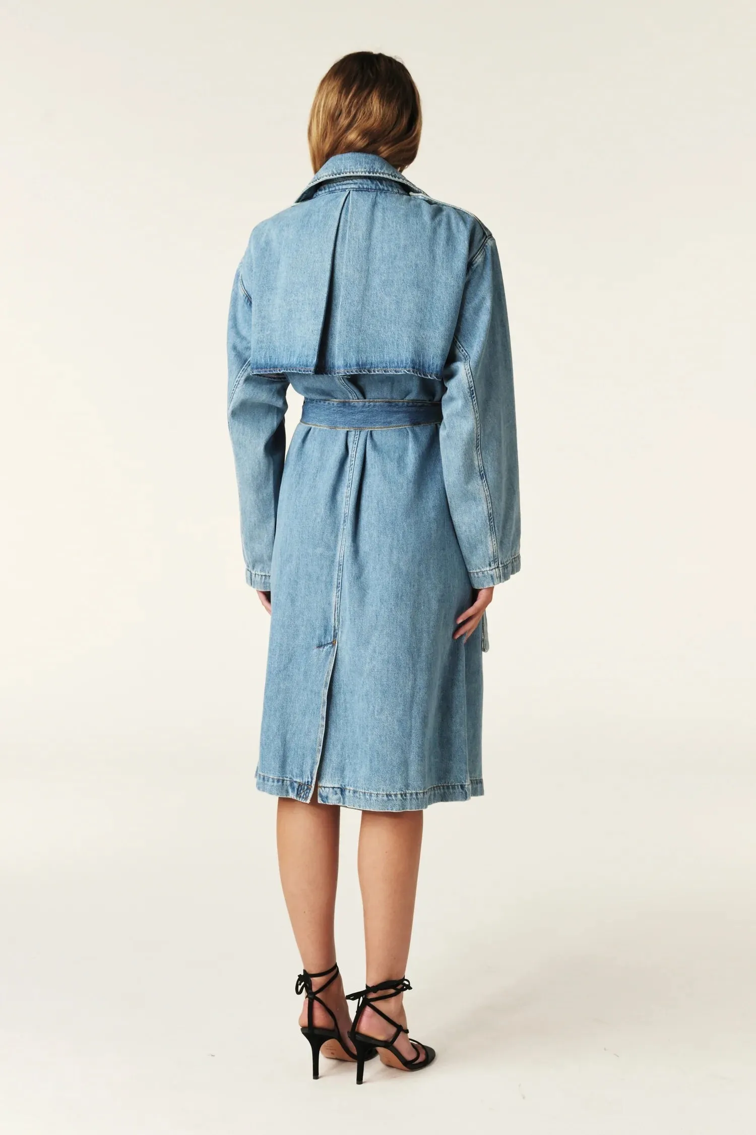 Bash Paris Tresca Denim Trench Coat - Mid Blue
