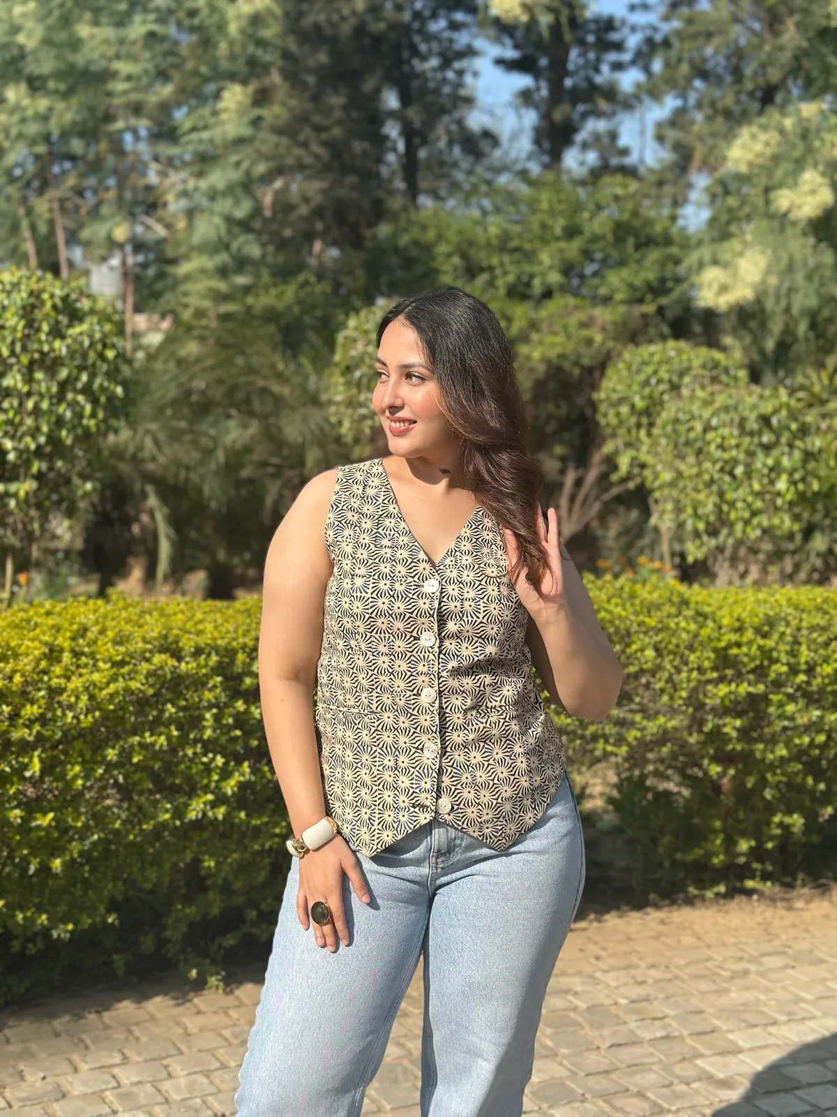 Blue-Black Geometrical Waistcoat