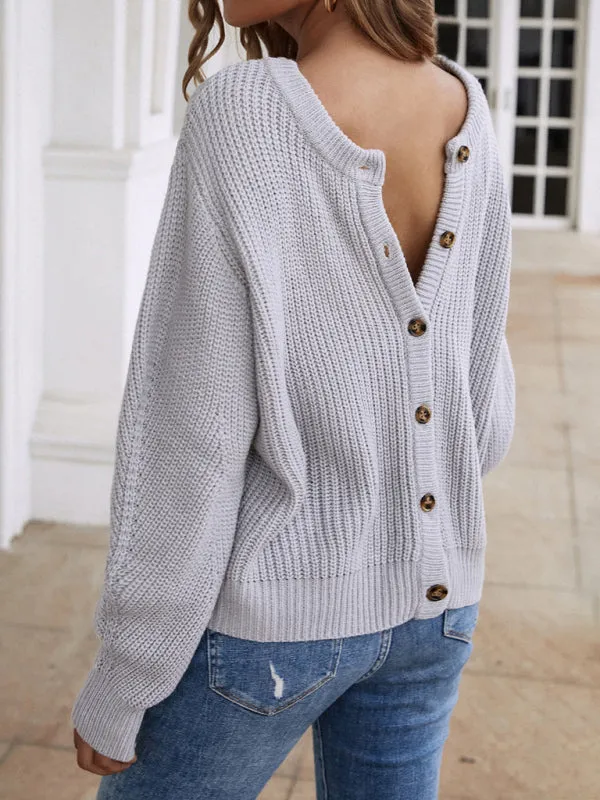 Casual Knit Button-up Long Sleeve Cardigan Sweater