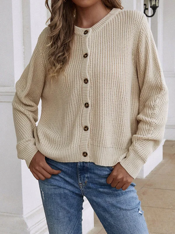 Casual Knit Button-up Long Sleeve Cardigan Sweater