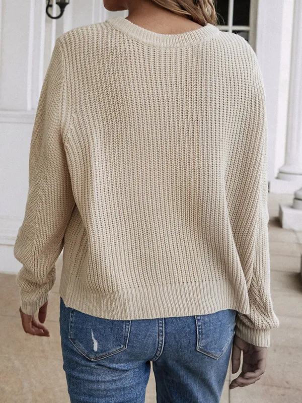 Casual Knit Button-up Long Sleeve Cardigan Sweater