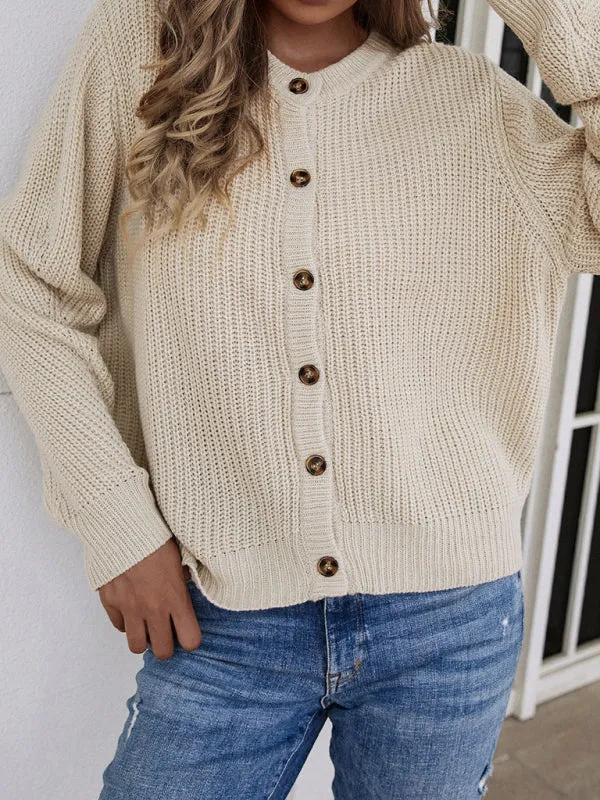 Casual Knit Button-up Long Sleeve Cardigan Sweater