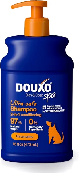 DOUXO Skin & Coat SPA - Ultra-Safe 2 in 1 Conditioning Dog Shampoo, 16 fl oz, Cleans and Deeply Hydrates The Skin, Enhances The Coat, Leaves The Coat Soft, Silky and Detangled, Skin-Friendly Formula