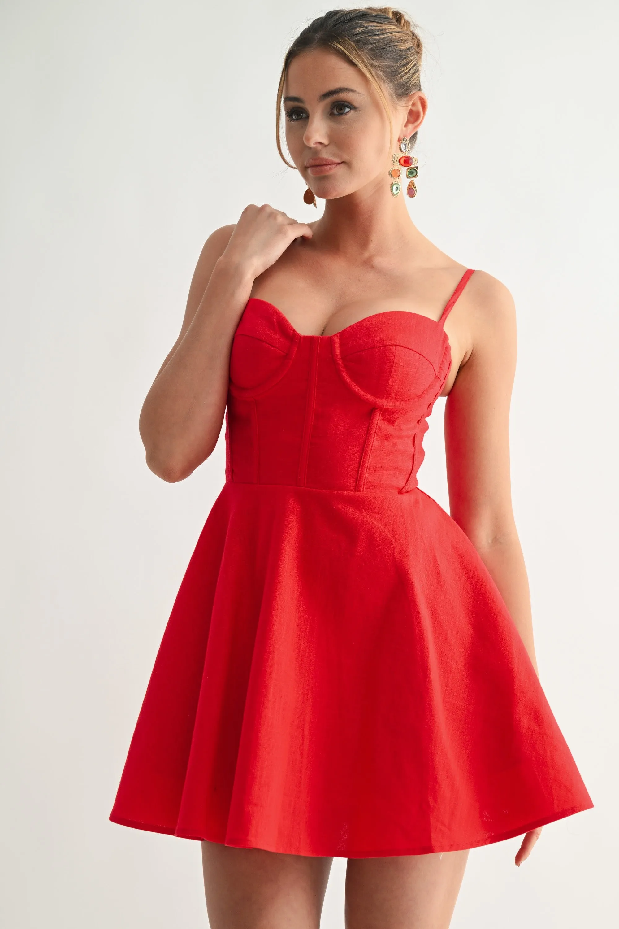 Linen Flare Mini Dress