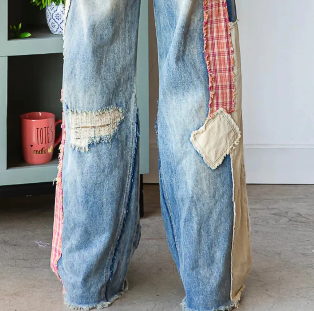 Patchwork Jeans Patched Detail Wide Denim Oli & Hali Jeans Pants Denim Clothing LAST ONE!