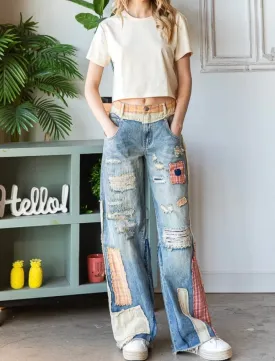 Patchwork Jeans Patched Detail Wide Denim Oli & Hali Jeans Pants Denim Clothing LAST ONE! Patchwork Jeans Patched Detail Wide Denim Oli & Hali Jeans Pants Denim Clothing LAST ONE!