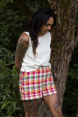 The Cuff Shorts - Linen - Checks & Stripes