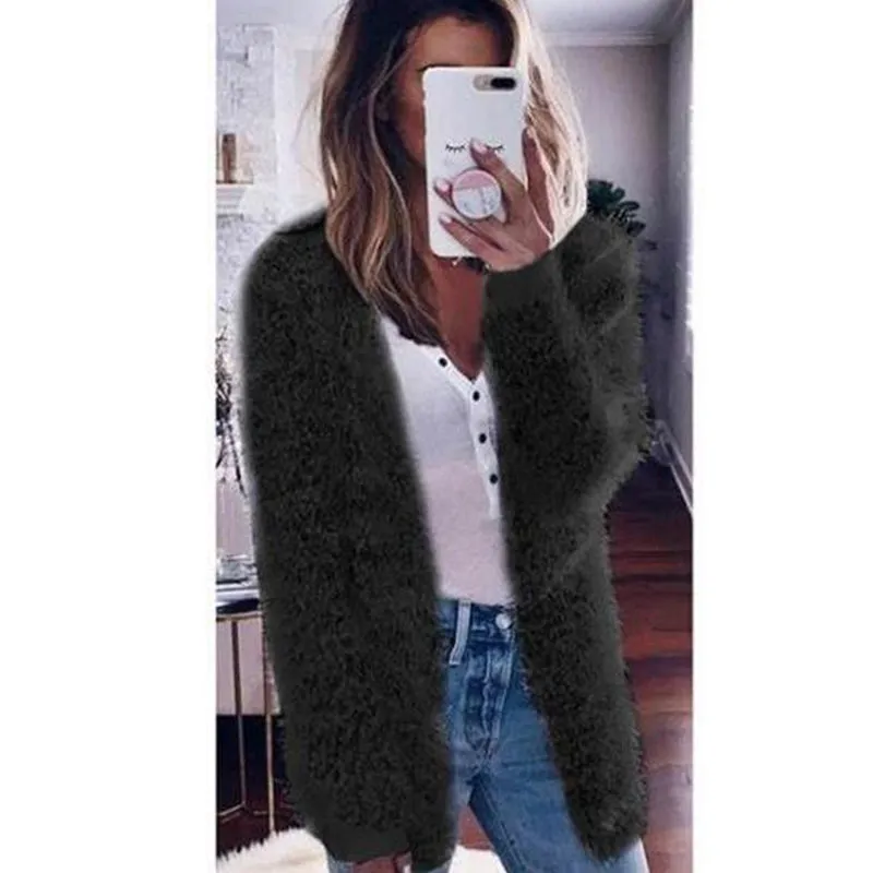 Women Fashion Long Sleeve Casual Knit Cardigan Coat