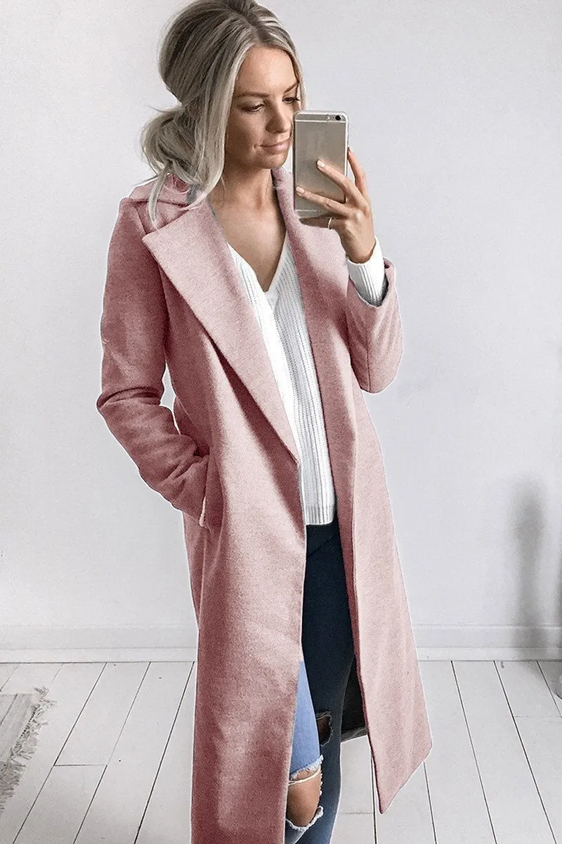 Women Trench Coat Long Sleeve Pocket Overcoat
