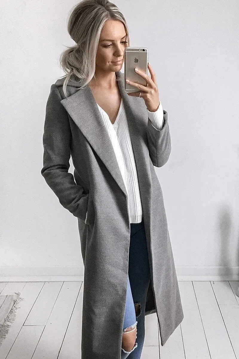 Women Trench Coat Long Sleeve Pocket Overcoat