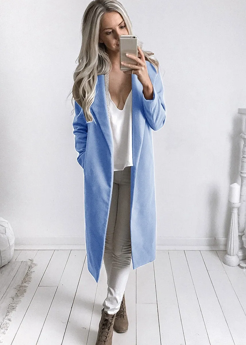Women Trench Coat Long Sleeve Pocket Overcoat