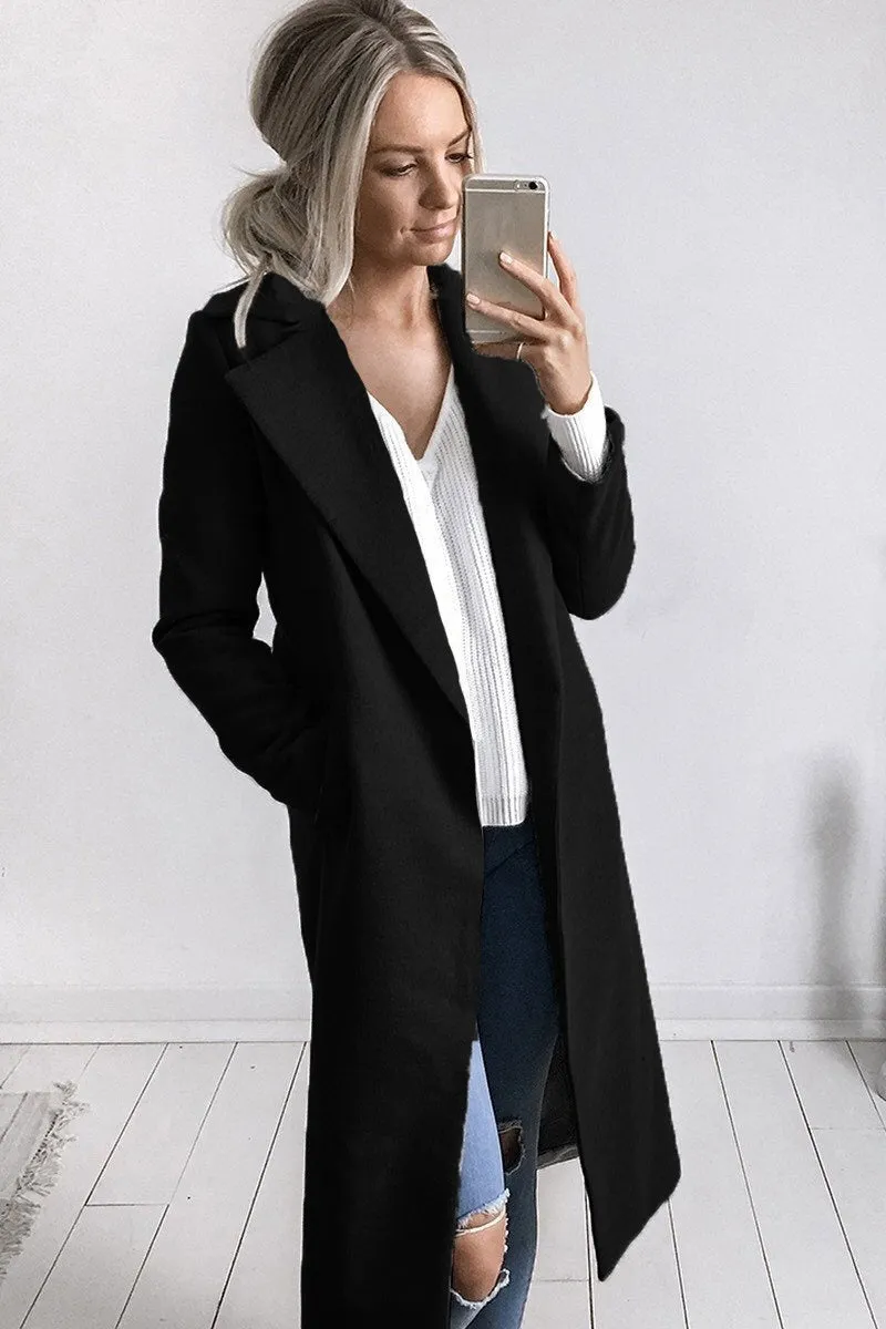 Women Trench Coat Long Sleeve Pocket Overcoat