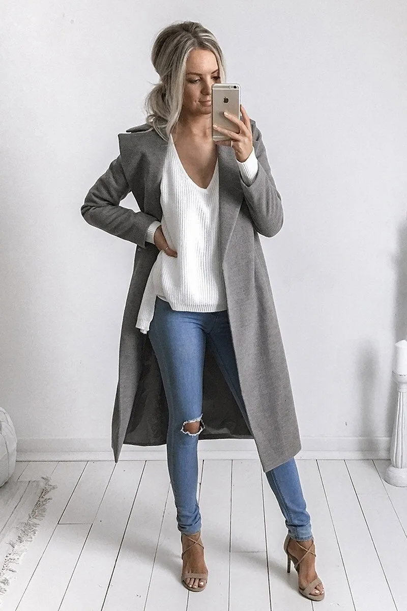 Women Trench Coat Long Sleeve Pocket Overcoat