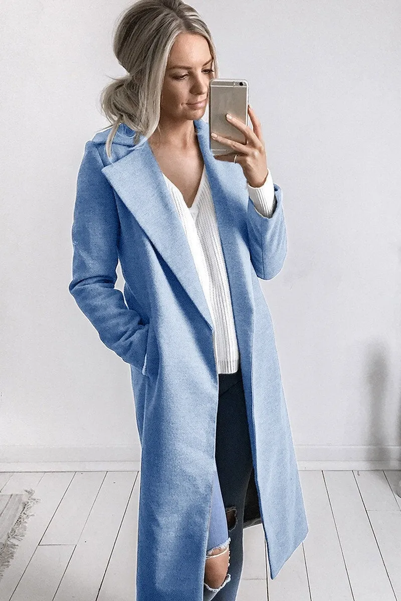 Women Trench Coat Long Sleeve Pocket Overcoat