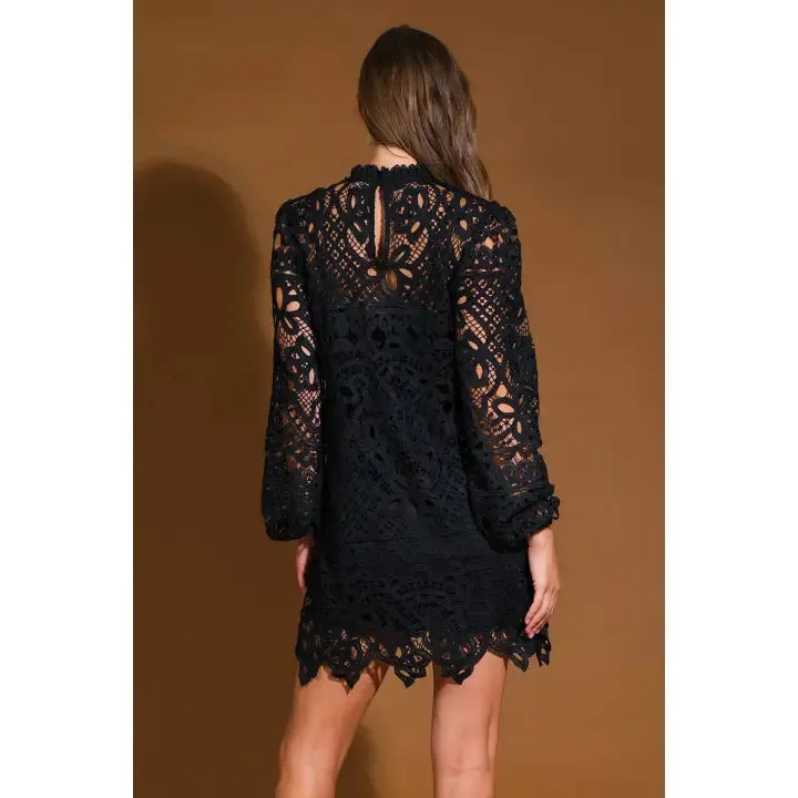 Woven Lace LS Mini Dress